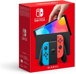 Lot 324  
            Chesterfield Tech - Parcel Delivery Only 

                
NINTENDO SWITCH (OLED) GAMES CONSOLE (ORIGINAL RRP - £277.49) IN NEON RED/NEON BL...