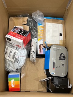 Lot 350  
            Chesterfield Tech - Parcel Delivery Only 

                
BOX OF ASSORTED TECH TO INCLUDE GO PRO ADVENTURE KIT TECH ACCESSORIES. (WITH BOX)...