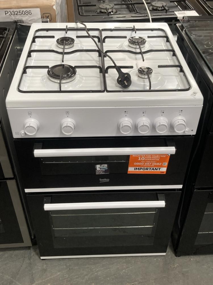 Lot 106  
            Chesterfield SR39 - Collection or Optional Delivery Available 

                
BEKO 4 BURNER DOUBLE OVEN IN WHITE MODEL: FTG6201W ORIGINAL RRP- £449 (LOCATION: B3)
