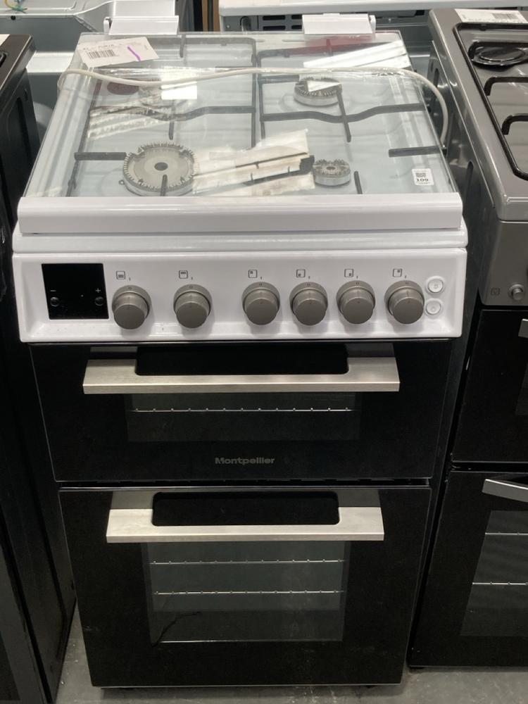 Lot 109  
            Chesterfield SR39 - Collection or Optional Delivery Available 

                
MONTPELLIER 4 BURNER DOUBLE OVEN IN WHITE MODEL: MDOG50LW ORIGINAL RRP- £449 (LOC...