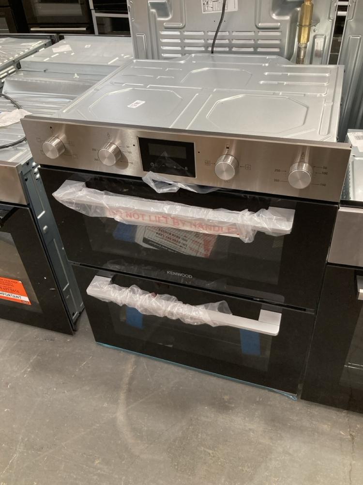 Lot 130  
            Chesterfield SR39 - Collection or Optional Delivery Available 

                
KENWOOD BUILT IN DOUBLE ELECTRIC OVEN IN STAINLESS STEEL MODEL: KBUDOX25 ORIGINAL...