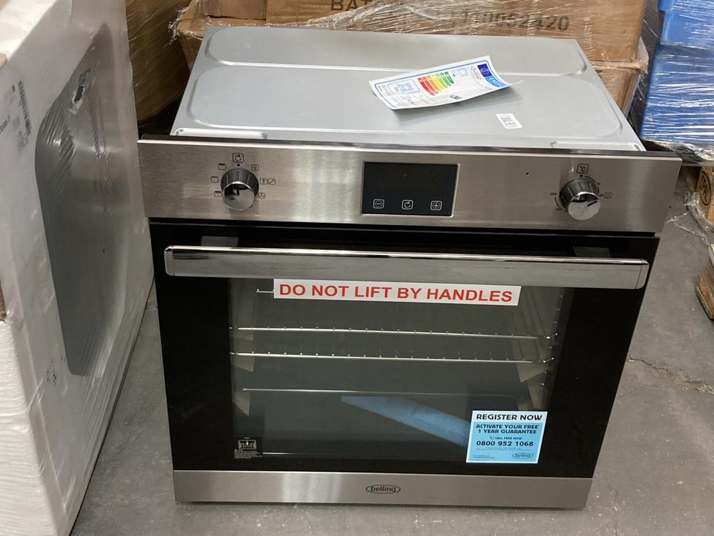 Lot 142  
            Chesterfield SR39 - Collection or Optional Delivery Available 

                
BELLING BUILT IN SINGLE ELECTRIC OVEN IN STAINLESS STEEL MODEL: BI602FP ORIGINAL ...