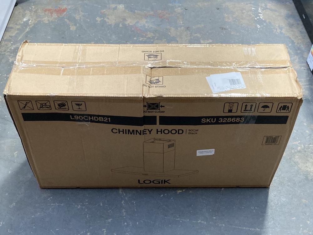 Lot 157  
            Chesterfield SR39 - Collection or Optional Delivery Available 

                
LOGIK 90CM BLACK CHIMNEY HOOD MODEL: L90CHDB21 (LOCATION: B RACKING)