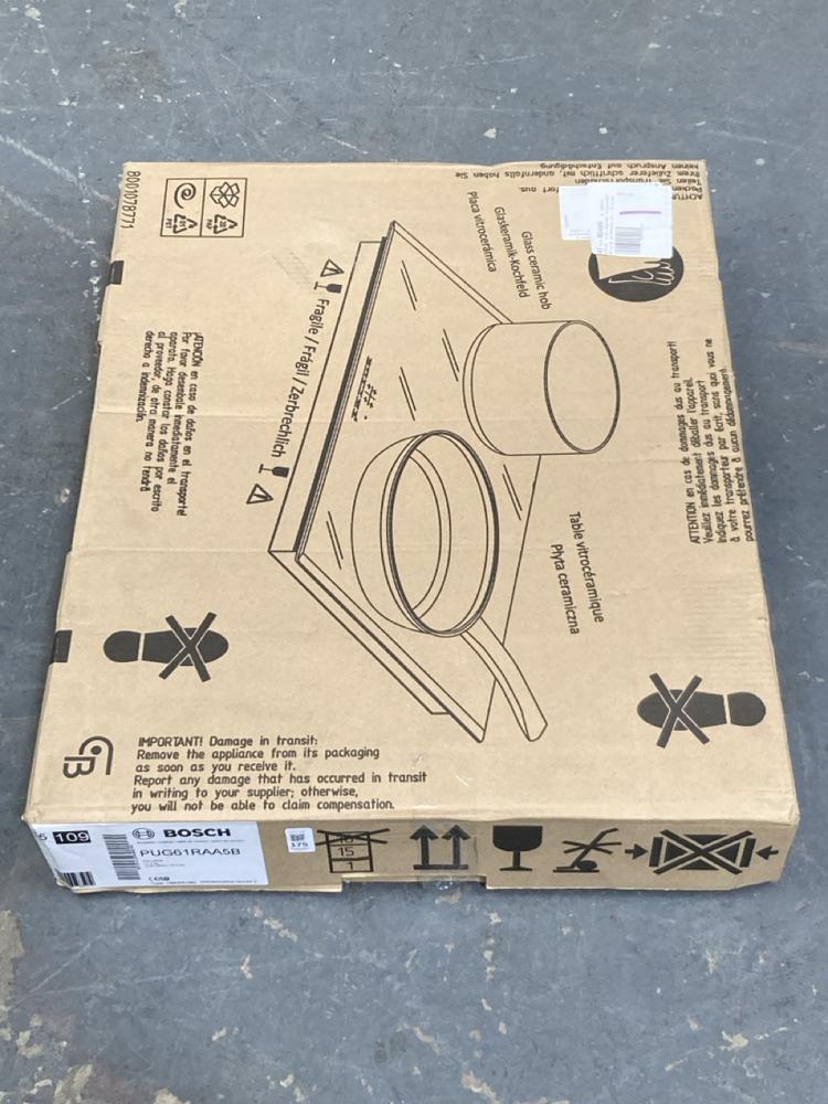 Lot 175  
            Chesterfield SR39 - Collection or Optional Delivery Available 

                
BOSCH COOKTOP IN BLACK MODEL: PUG61RAA5B ORIGINAL RRP- £312 (LOCATION: B RACKING)