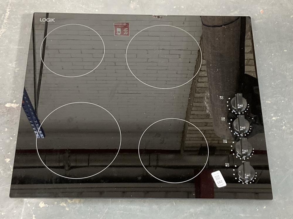 Lot 182  
            Chesterfield SR39 - Collection 

                
LOGIK BUILT-IN CERAMIC HOB IN BLACK MODEL: LCHOBKN23 ORIGINAL RRP- £100 (COLLECTI...