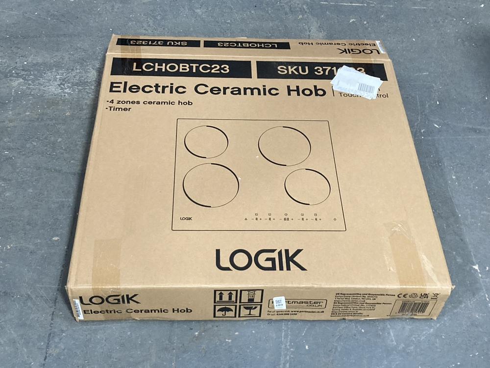 Lot 189  
            Chesterfield SR39 - Collection or Optional Delivery Available 

                
LOGIK ELECTRIC CERAMIC HOB IN BLACK MODEL: LCHOBTC23 (LOCATION: B RACKING)