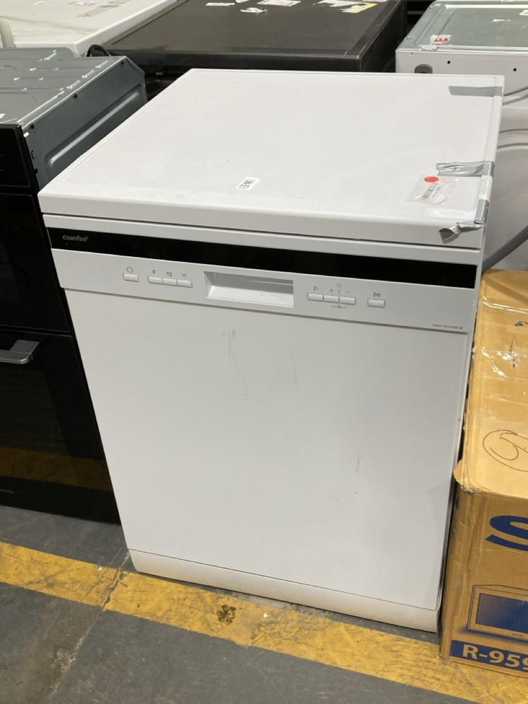Lot 225  
            Chesterfield SR39 - Collection or Optional Delivery Available 

                
COMFEE FREESTANDING DISHWASHER IN WHITE MODEL: KWHFD1435E-W ORIGINAL RRP- £347 (L...