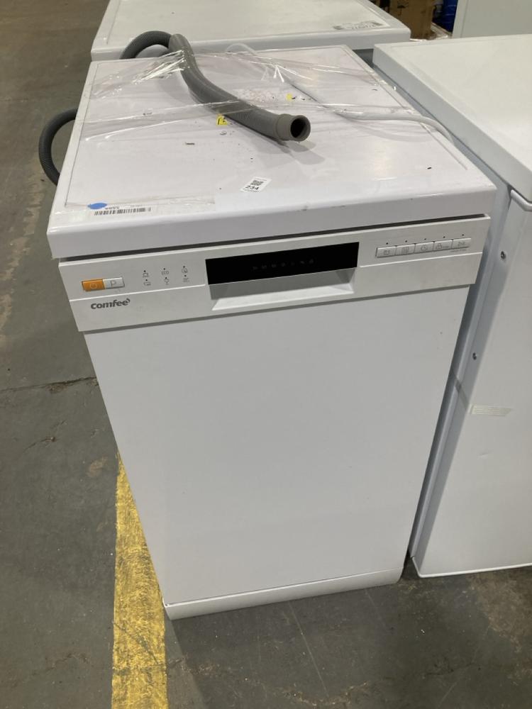 Lot 234  
            Chesterfield SR39 - Collection or Optional Delivery Available 

                
COMFEE FREESTANDING DISHWASHER IN WHITE MODEL: CDWFE1034BW ORIGINAL RRP- £347 (LO...