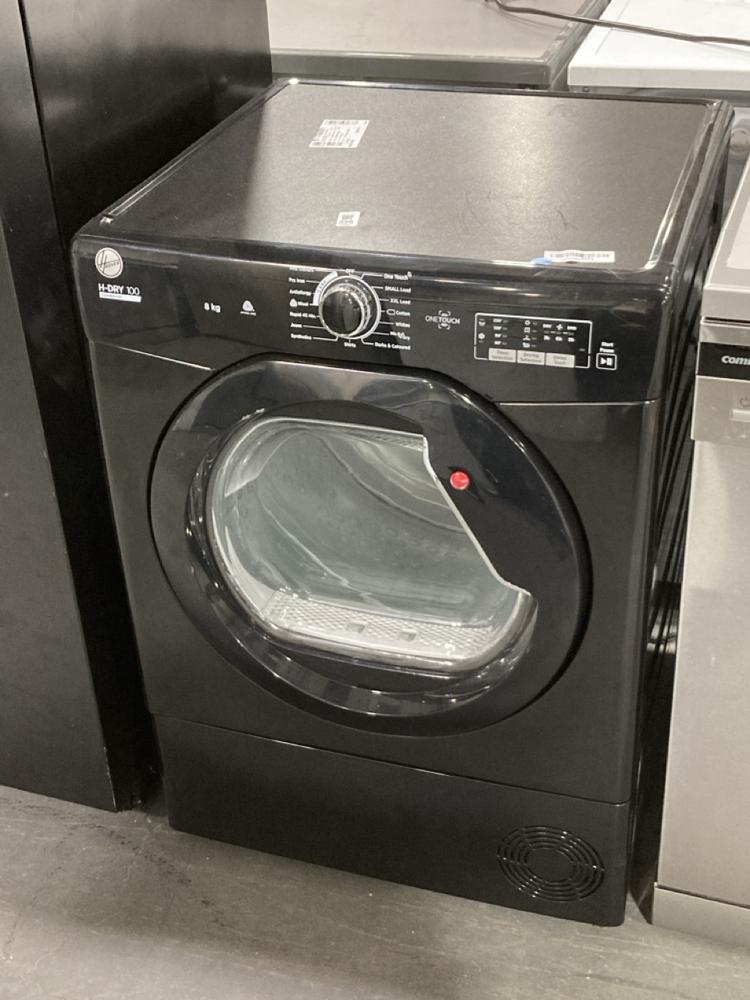 Lot 256  
            Chesterfield SR39 - Collection or Optional Delivery Available 

                
HOOVER H-DRY 100 CONDENSER 8KG TUMBLE DRYER IN BLACK MODEL: HLEC8LGB ORIGINAL RRP...