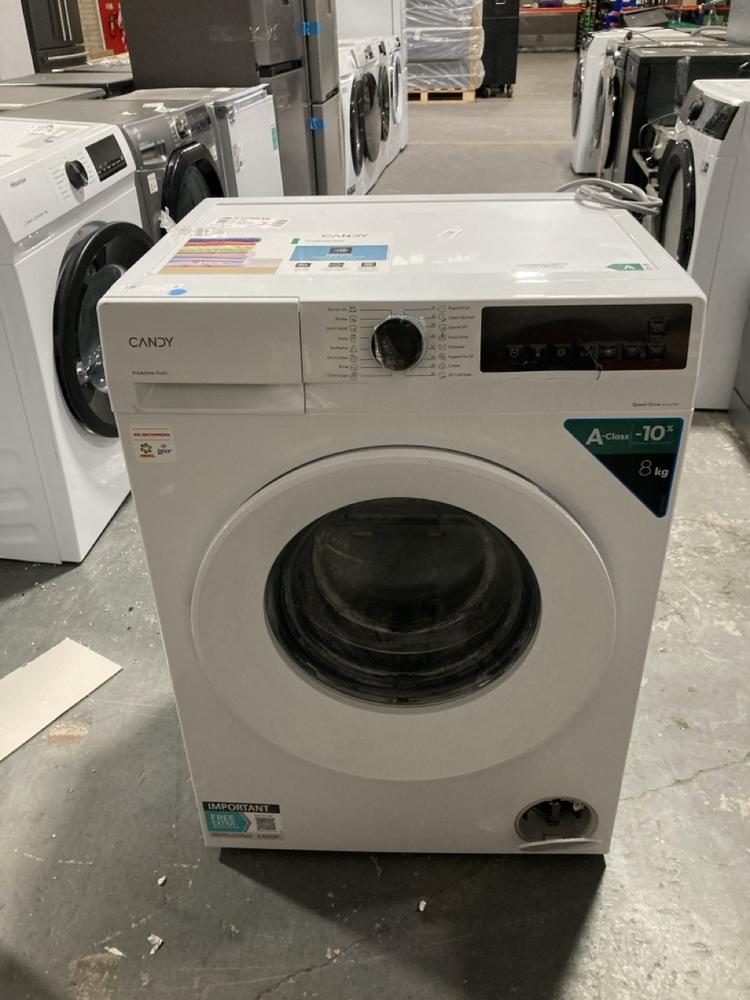 Lot 272  
            Chesterfield SR39 - Collection or Optional Delivery Available 

                
CANDY PRO ACTIVE WASH 8KG WASHING MACHINE IN WHITE MODEL: CD485S6-80 ORIGINAL RRP...