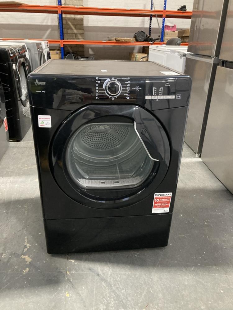 Lot 289  
            Chesterfield SR39 - Collection or Optional Delivery Available 

                
HOOVER VENTED 9KG TUMBLE DRYER IN BLACK MODEL: HLEV9DGB-80 ORIGINAL RRP- £299 (LO...