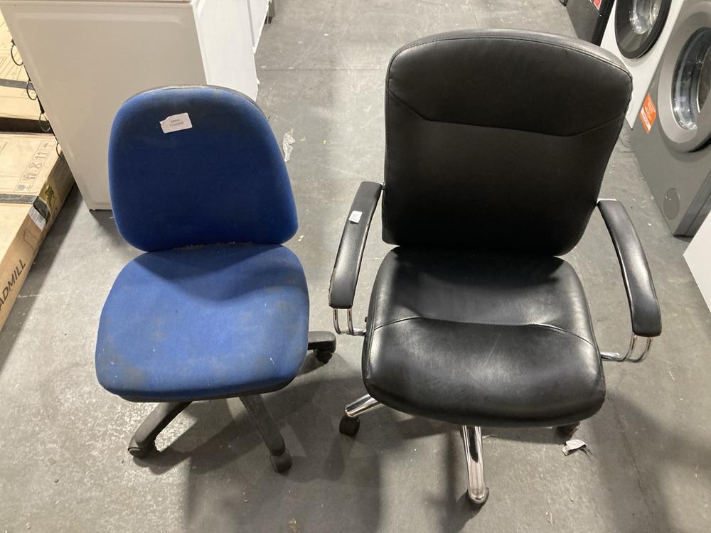 Lot 295  
            Chesterfield SR39 - Collection or Optional Delivery Available 

                
OFFICE CHAIR IN BLACK TO INCLUDE OFFICE CHAIR IN BLUE (LOCATION: B6)