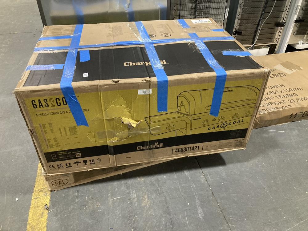 Lot 306  
            Chesterfield SR39 - Collection or Optional Delivery Available 

                
CHAR-BROIL 4 BURNER HYBRID GAS AND CHARCOAL GRILL ORIGINAL RRP- £570 (LOCATION: B...