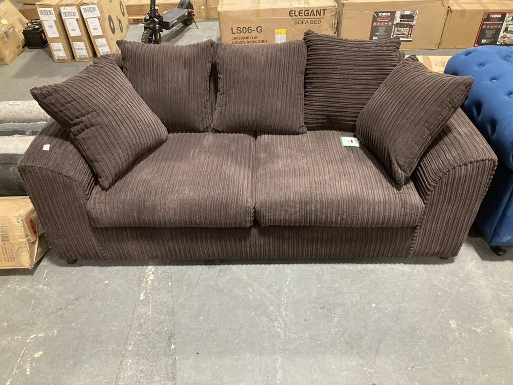 Lot 315  
            Chesterfield SR39 - Collection or Optional Delivery Available 

                
LUXURY LIFE DYLAN JUMBO FABRIC 3 SEATER SOFA IN CHOCOLATE ORIGINAL RRP- £540 (LOC...