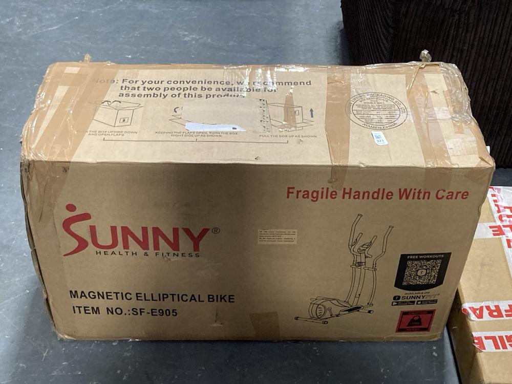Lot 321  
            Chesterfield SR39 - Collection or Optional Delivery Available 

                
SUNNY HEALTH&FITNESS MAGNETIC ELLIPTICAL BIKE MODEL: SF-E905 ORIGINAL RRP- £220 (...