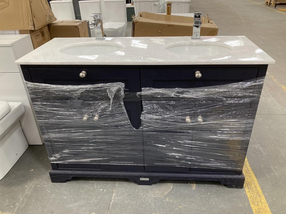 Lot 32  
            Chesterfield SR39 - Collection 

                
OLD LONDON FLOOR STANDING 4 DOOR BASIN UNIT 1200MM - TWILIGHT BLUE
DOUBLE BOWL MA...