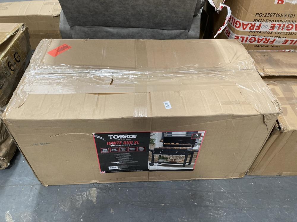 Lot 331  
            Chesterfield SR39 - Collection or Optional Delivery Available 

                
TOWER IGNITE DUO XL DUAL WAGON BBQ GRILL (LOCATION: B7)