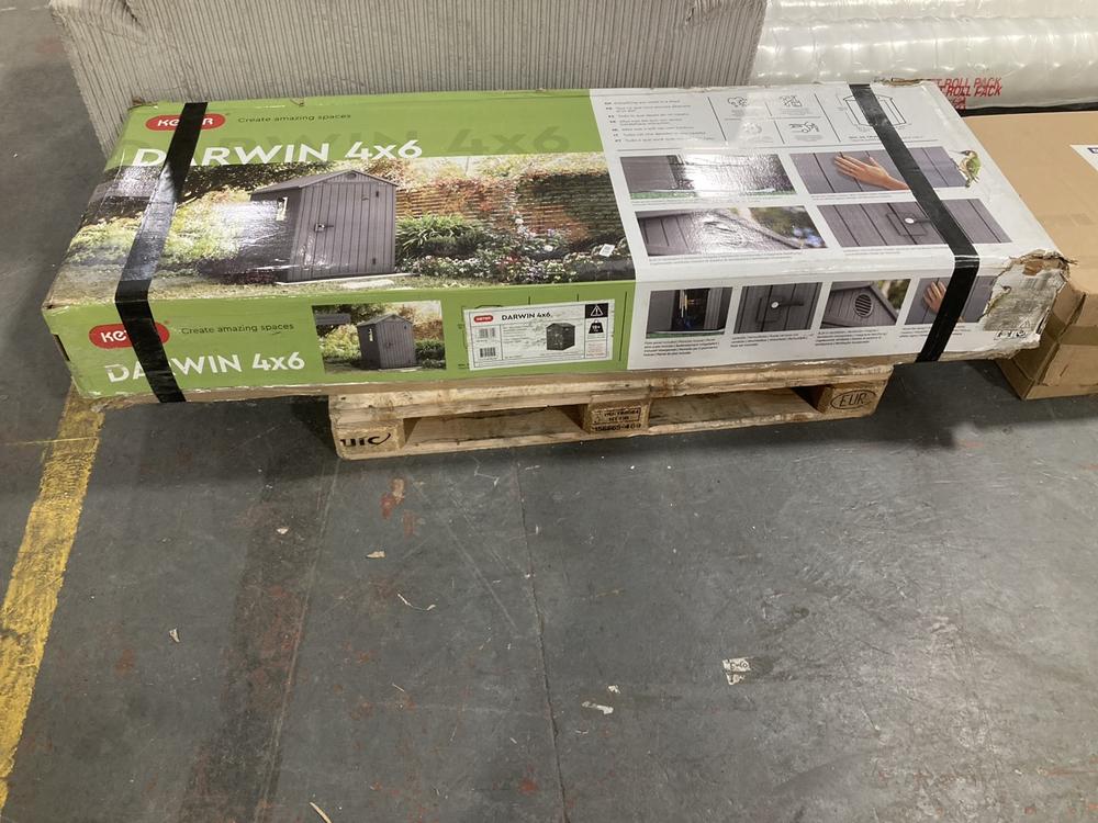 Lot 349  
            Chesterfield SR39 - Collection or Optional Delivery Available 

                
KETER DARWIN 4 X 6 GARDEN SHED IN BLACK ORIGINAL RRP- £185 (LOCATION: B7) (KERBSI...