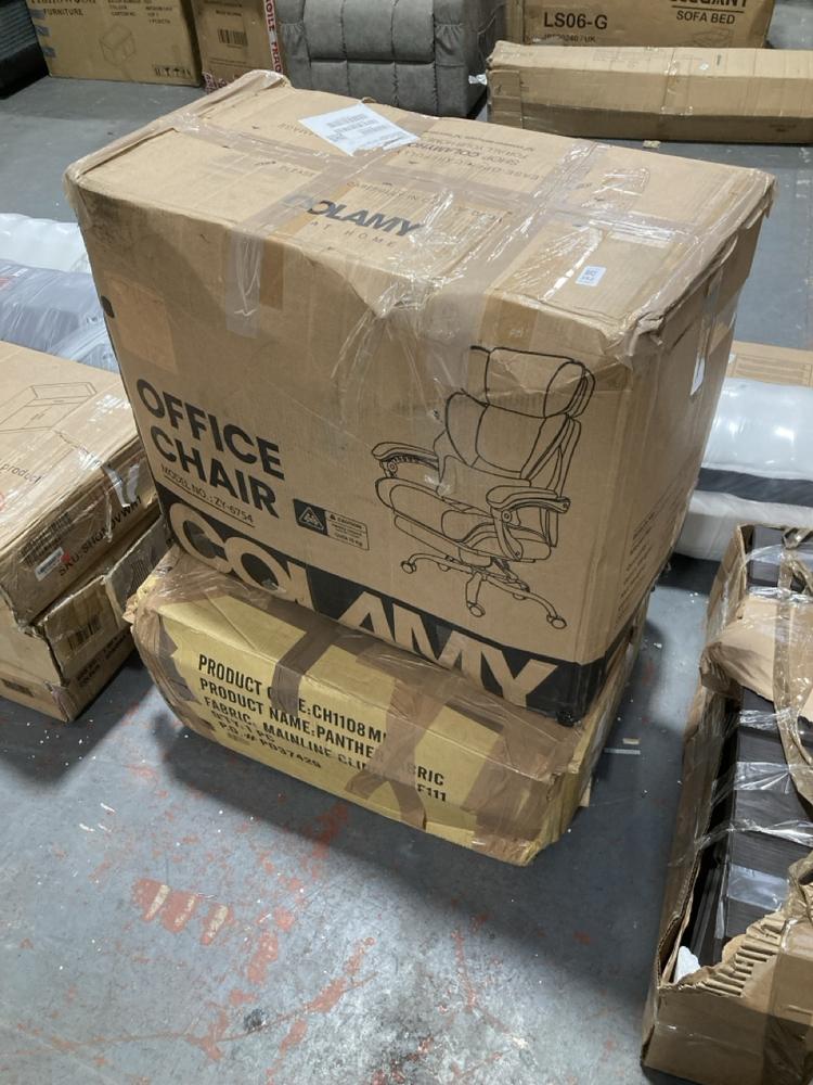 Lot 352  
            Chesterfield SR39 - Collection or Optional Delivery Available 

                
OFFICE CHAIR IN BLACK MODEL: ZY-6754 TO INCLUDE PANTHER FABRIC CHAIR IN BLUE (LOC...