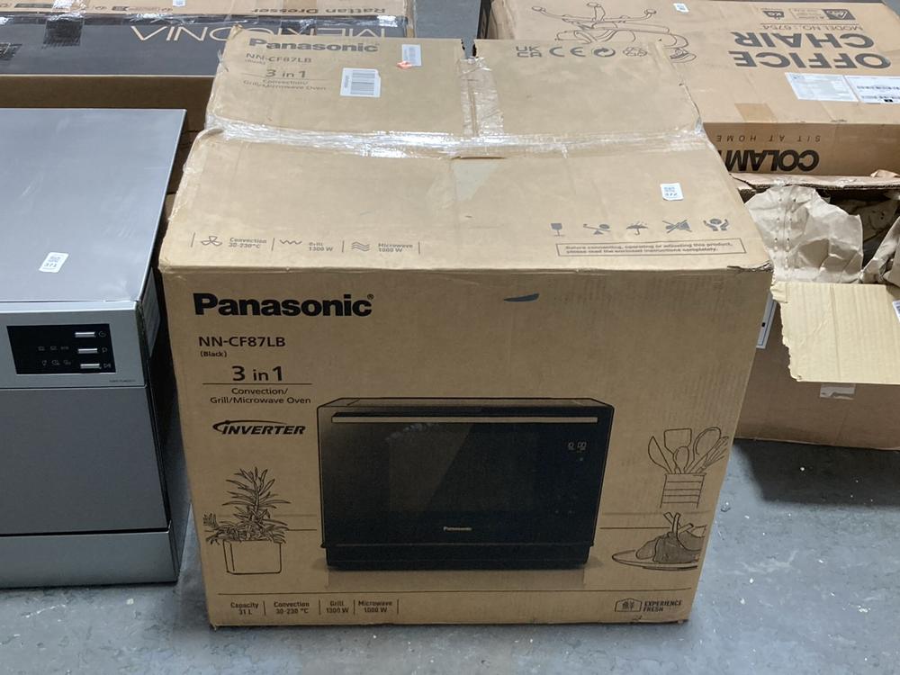 Lot 372  
            Chesterfield SR39 - Collection or Optional Delivery Available 

                
PANASONIC CONVECTION/GRILL/MICROWAVE OVEN IN BLACK MODEL: NN-CF87LB ORIGINAL RRP-...