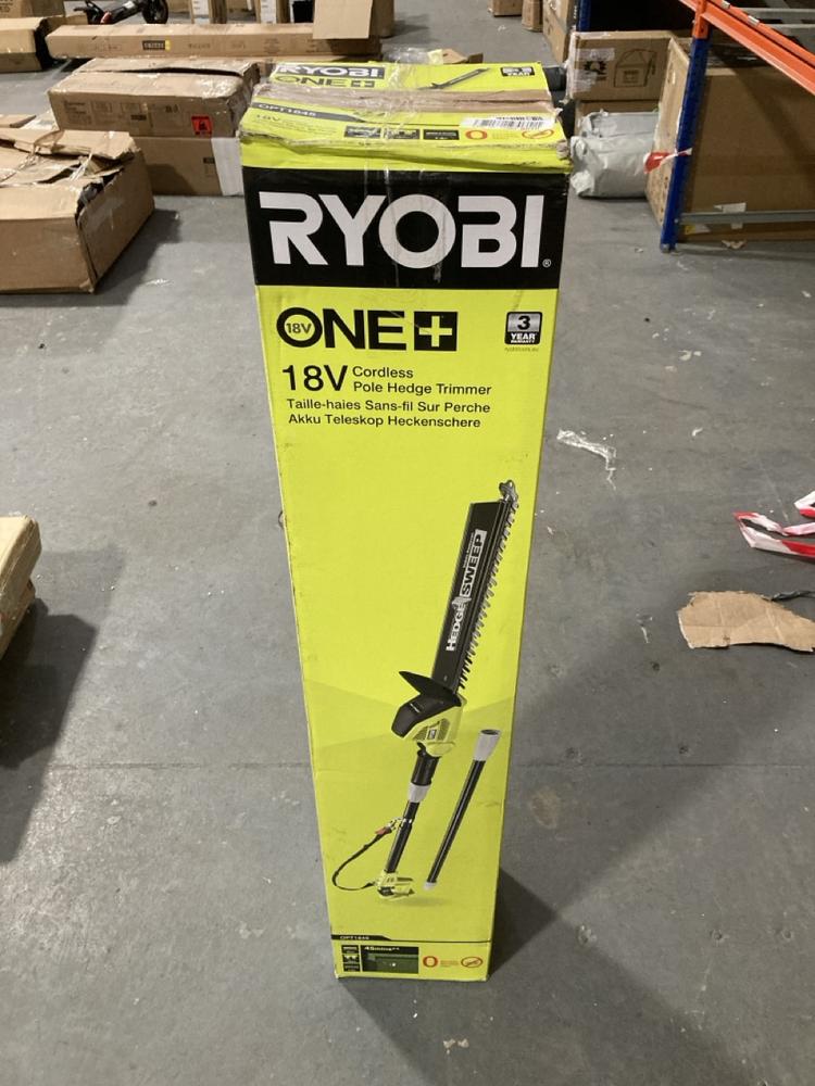 Lot 380  
            Chesterfield SR39 - Collection or Optional Delivery Available 

                
RYOBI ONE+ CORDLESS POLE HEDGE TRIMMER ORIGINAL RRP- £119 (LOCATION: B RACKING)