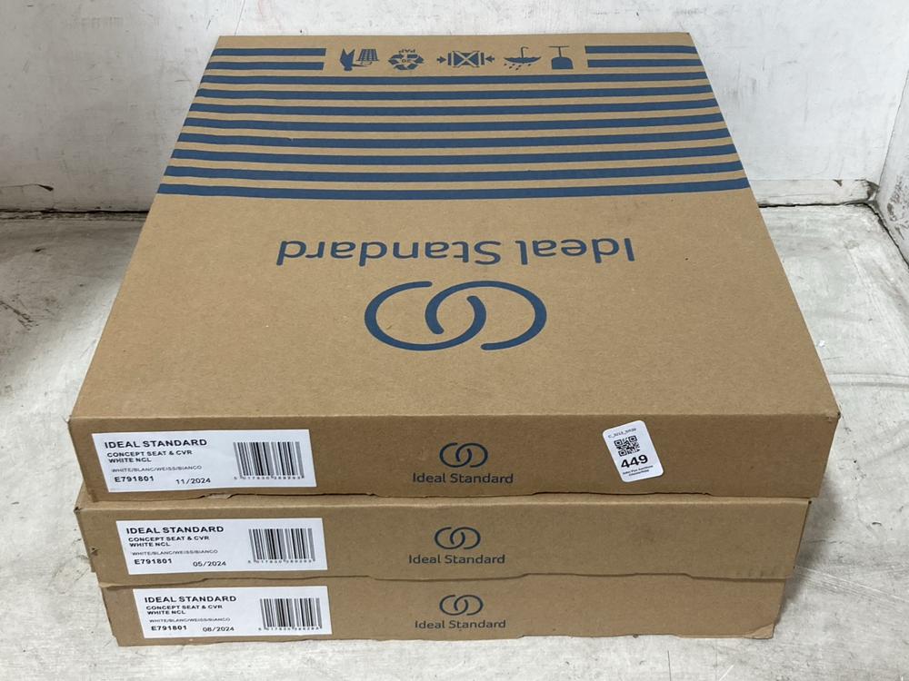 Lot 449  
            Chesterfield SR39 - Collection or Optional Delivery Available 

                
3 X IDEAL STANDARD CONCEPT SEAT AND COVER IN WHITE MODEL: E791801 (LOCATION: A RA...