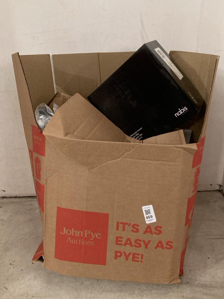 Lot 459  
            Chesterfield SR39 - Collection or Optional Delivery Available 

                
BOX OF ASSORTED BATHROOM ITEMS TO INCLUDE LEVER BASIN MIXER IN CHROME (LOCATION: ...