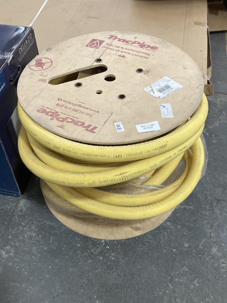 Lot 485  
            Chesterfield SR39 - Collection or Optional Delivery Available 

                
TRACPIPE 45M REEL OMEGAFLEX GAS PIPE (LOCATION: A8)