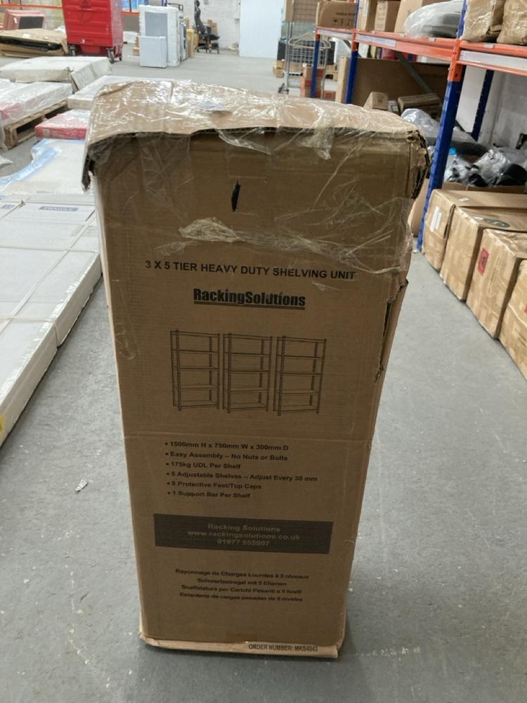 Lot 513  
            Chesterfield SR39 - Collection or Optional Delivery Available 

                
RACKING SOLUTIONS 3 X 5 TIER HEAVY DUTY SHELVING UNIT (LOCATION: A RACKING)