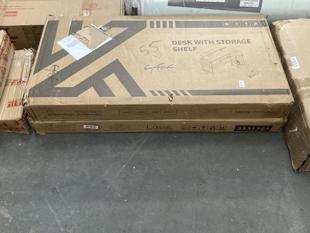 Lot 563  
            Chesterfield SR39 - Collection or Optional Delivery Available 

                
DESK WITH STORAGE SHELF TO INCLUDE ARLINGTON STORAGE OTTOMAN (LOCATION: A7)