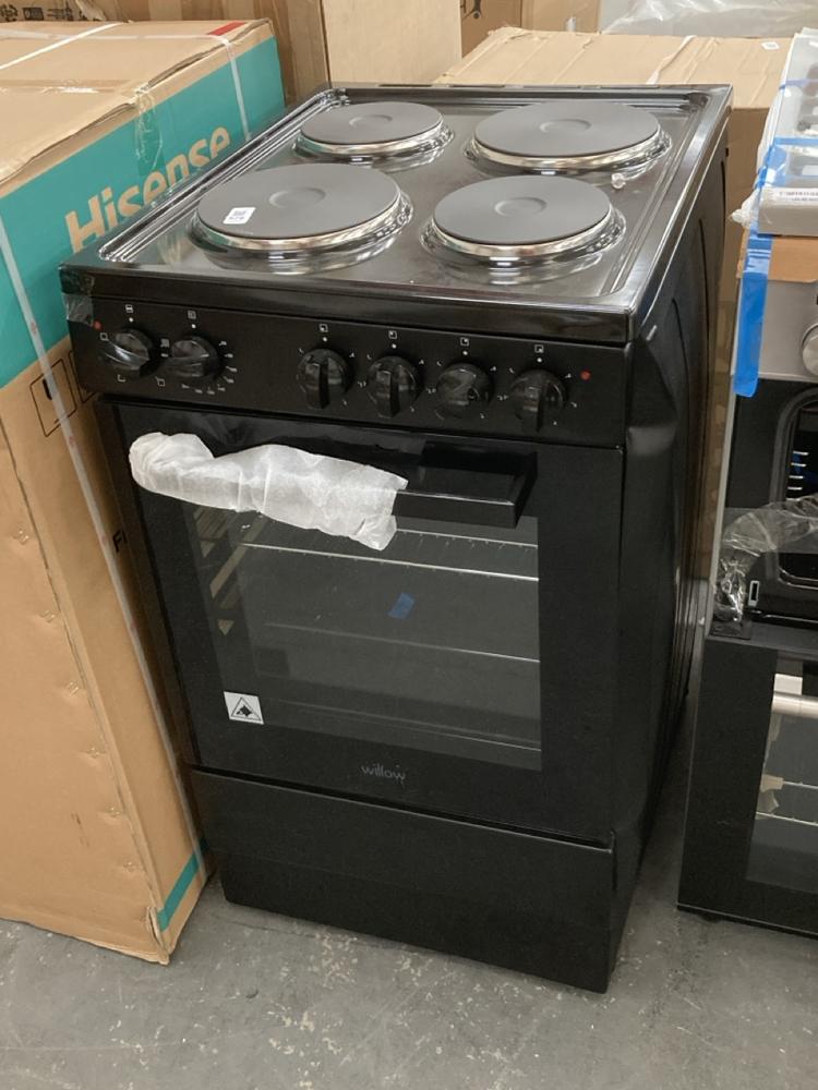 Lot 579  
            Chesterfield SR39 - Collection or Optional Delivery Available 

                
WILLOW 4 BURNER OVEN IN BLACK MODEL: WB50SSB ORIGINAL RRP- £250 (LOCATION: A7)