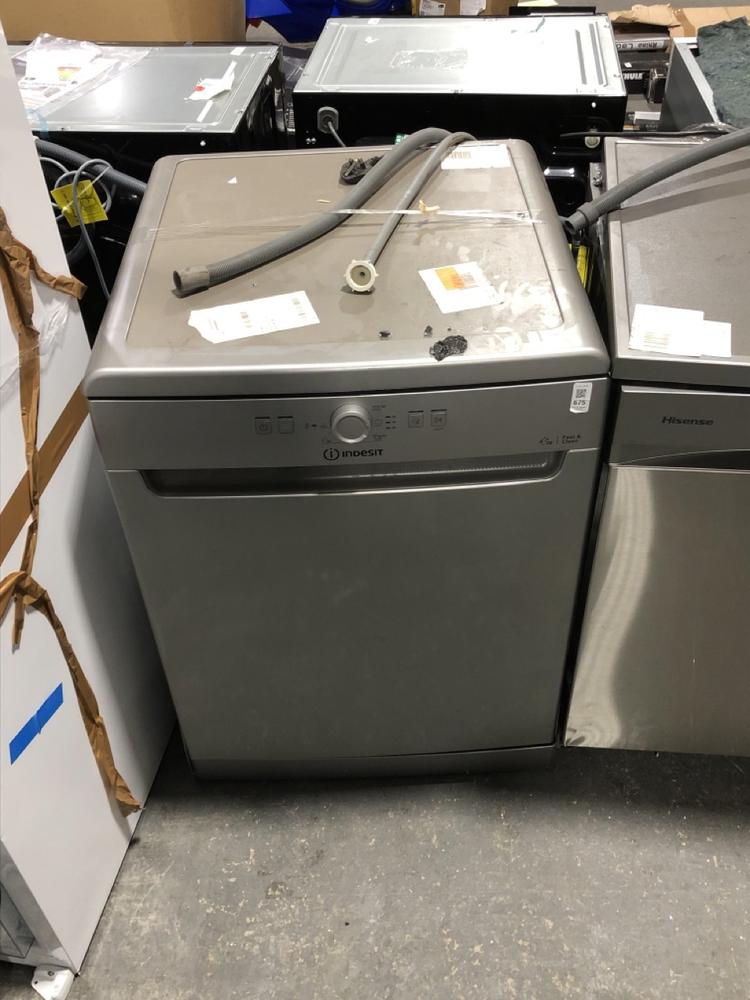 Lot 675  
            Chesterfield SR39 - Collection or Optional Delivery Available 

                
INDESIT FREESTANDING DISHWASHER IN SILVER MODEL: D2FHK26 ORIGINAL RRP- £299 (LOCA...