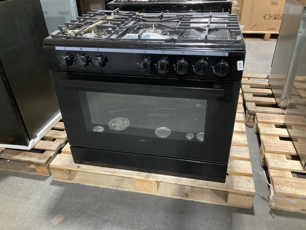 Lot 706  
            Chesterfield SR39 - Collection or Optional Delivery Available 

                
LOGIK 90CM DUAL FUEL RANGE COOKER IN BLACK MODEL: LFTG90B18 ORIGINAL RRP- £400 (L...