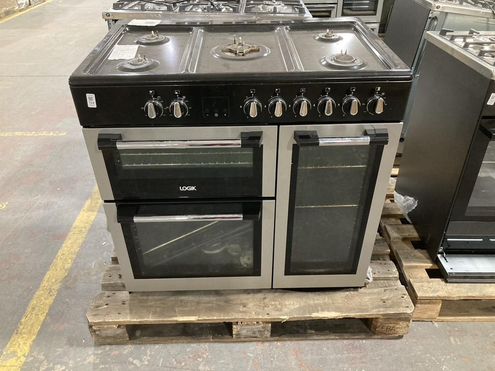 Lot 714  
            Chesterfield SR39 - Collection or Optional Delivery Available 

                
LOGIK 90CM DUAL FUEL RANGE COOKER IN BLACK MODEL: LRS90C21 (LOCATION: A3) (KERBSI...