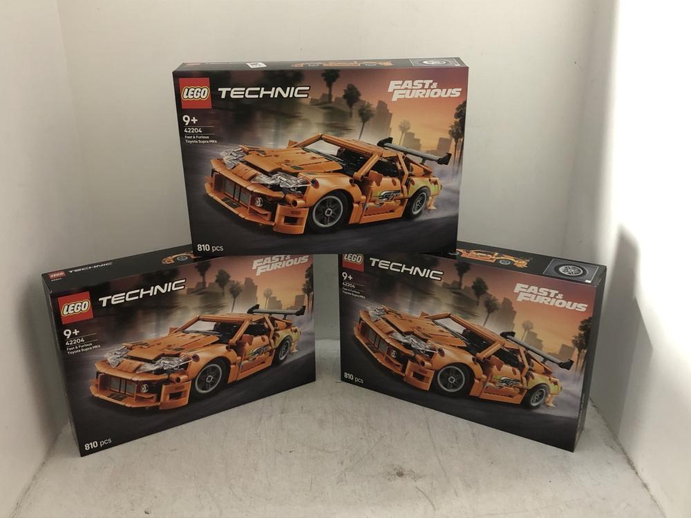 Lot 772  
            Chesterfield SR39 - Collection or Optional Delivery Available 

                
3 X LEGO TECHNIC FAST AND FURIOUS SUPRA (42204) (LOCATION: AR)