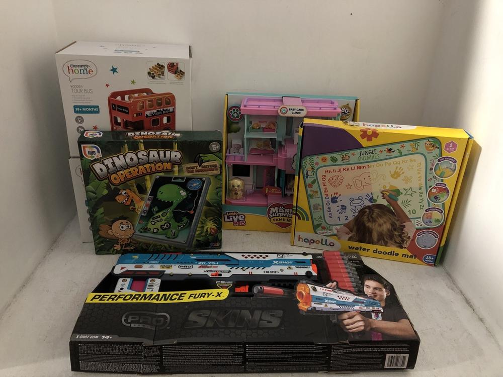 Lot 774  
            Chesterfield SR39 - Collection or Optional Delivery Available 

                
6 X ASSORTED TOYS TO INCLUDE ZURU X SHOT PRO (LOCATION: AR)