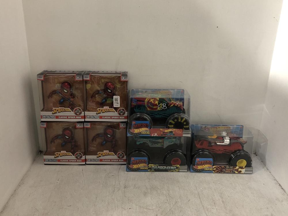 Lot 776  
            Chesterfield SR39 - Collection or Optional Delivery Available 

                
7 X ASSORTED TOYS TO INCLUDE HOT WHEELS MONSTER TRUCK OVERSIZED (LOCATION: AR)