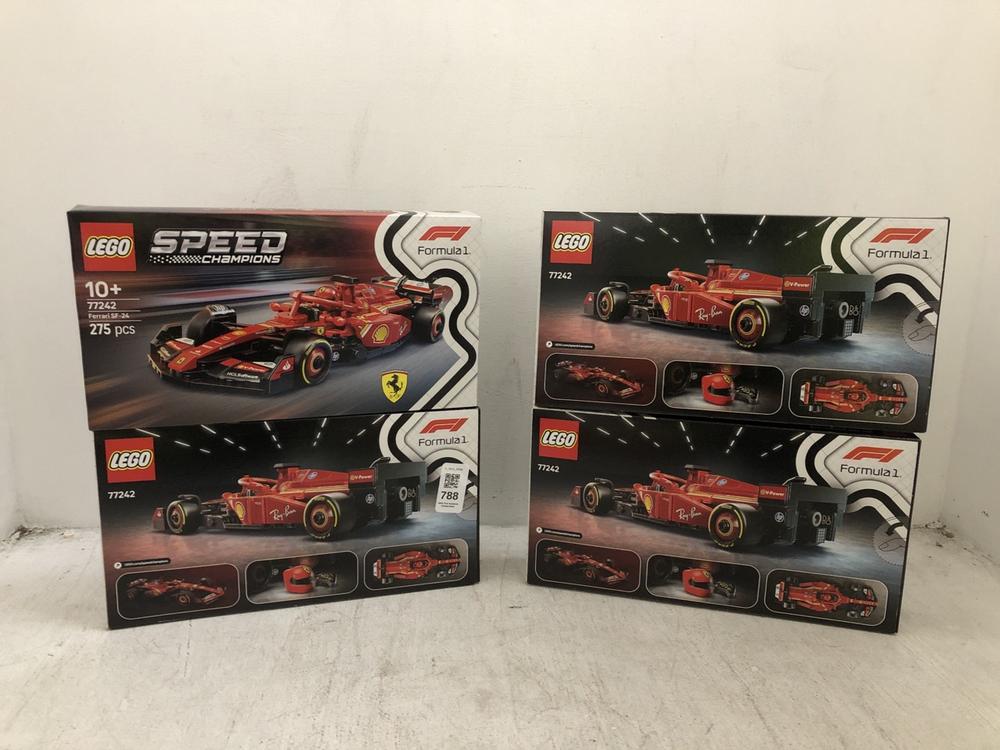 Lot 788  
            Chesterfield SR39 - Collection or Optional Delivery Available 

                
4 X LEGO SPEED CHAMPIONS FORMULA 1 FERRARI SF-24 (LOCATION: AR)