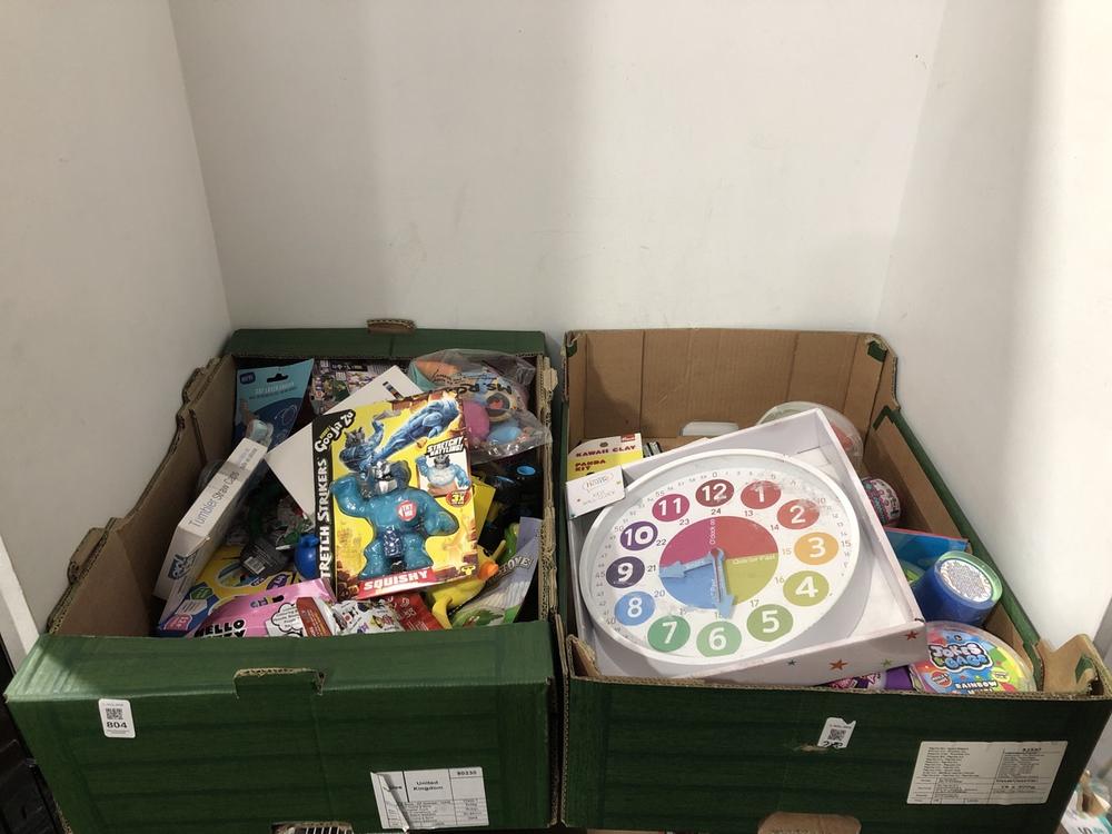 Lot 804  
            Chesterfield SR39 - Collection or Optional Delivery Available 

                
2 X BOXES OF ASSORTED TOYS TO INCLUDE GOO JIT ZU SQUISHY PANTARO (LOCATION: AR)