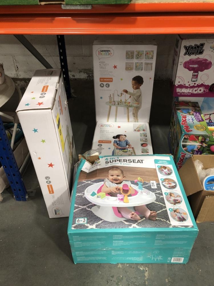 Lot 807  
            Chesterfield SR39 - Collection or Optional Delivery Available 

                
4 X ASSORTED ITEMS TO INCLUDE HOME WOODEN BABY WALKER (LOCATION: AR)