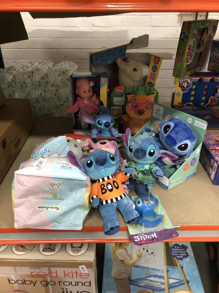 Lot 822  
            Chesterfield SR39 - Collection or Optional Delivery Available 

                
11 X ASSORTED TOYS TO INCLUDE DISNEY STITCH CRAWL WITH ME (LOCATION: AR)