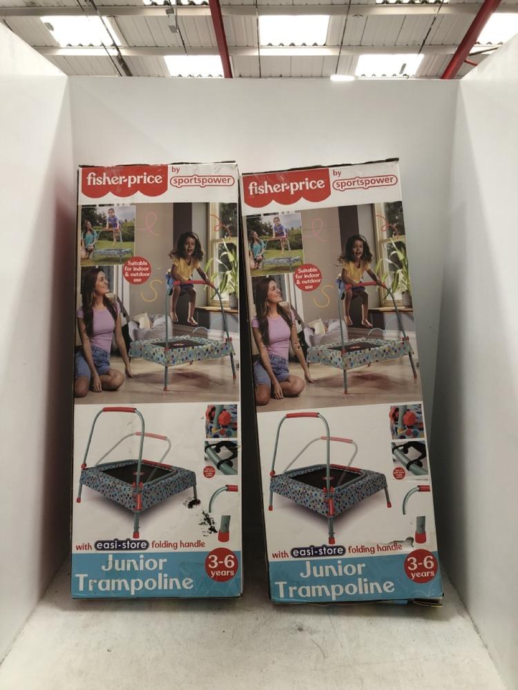 Lot 829  
            Chesterfield SR39 - Collection or Optional Delivery Available 

                
2 X FISHER PRICE JUNIOR TRAMPOLINE (LOCATION: AR)