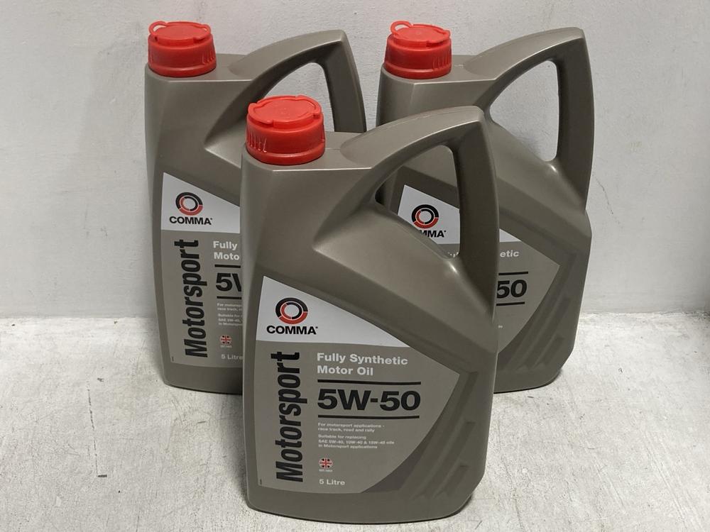 Lot 861  
            Chesterfield SR39 - Collection 

                
3 X COMMA MOTORSPORT 5W-50 FULLY SYNTHETIC MOTOR OIL 5L TOTAL ORIGINAL RRP- £120 ...