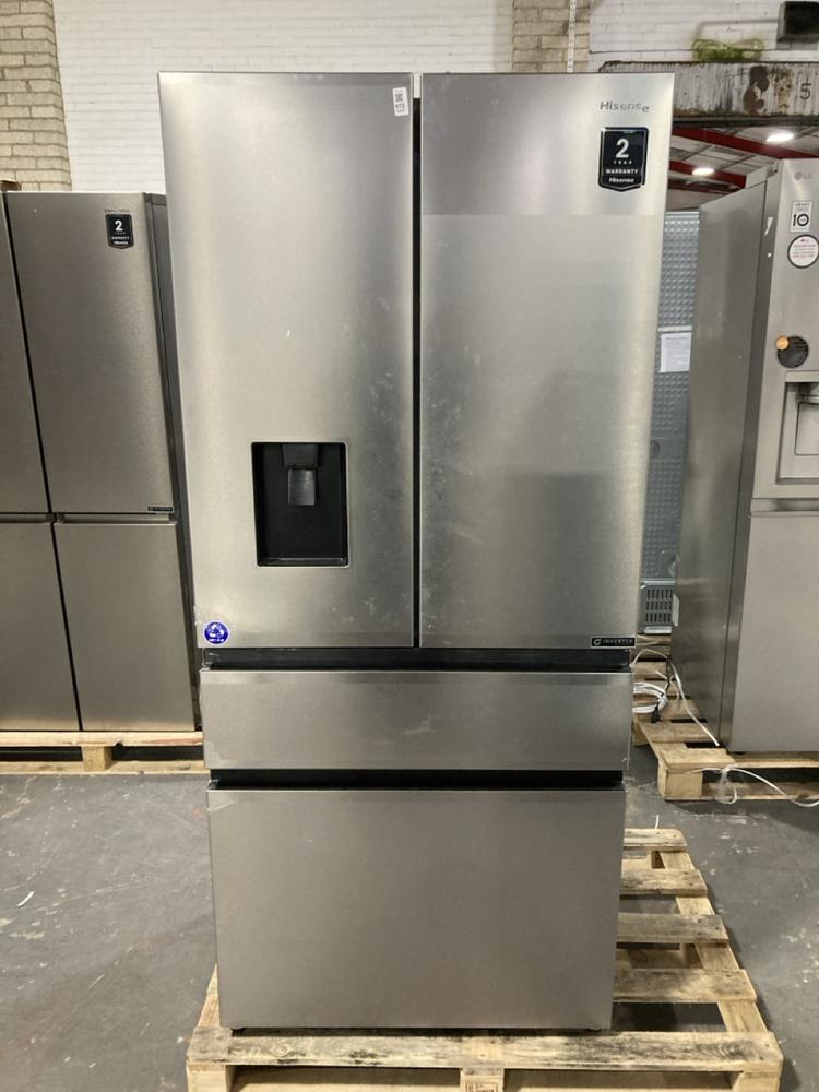 Lot 872  
            Chesterfield SR39 - Collection or Optional Delivery Available 

                
HISENSE FREESTANDING AMERICAN STYLE FRIDGE FREEZER IN SILVER MODEL: RF540N4WIE OR...