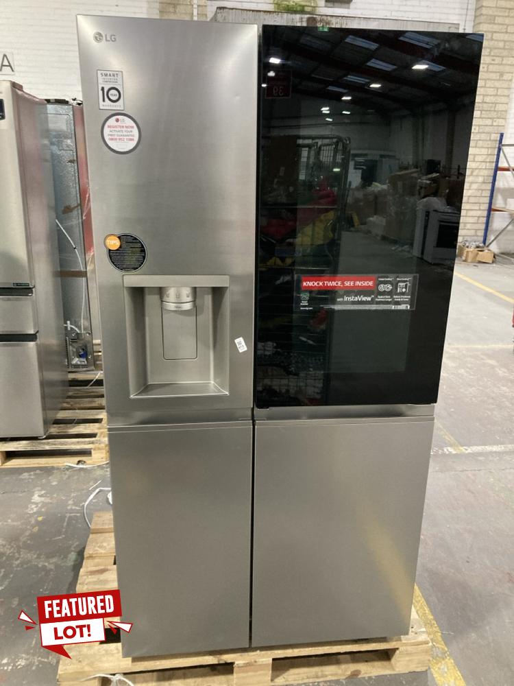 Lot 873  
            Chesterfield SR39 - Collection or Optional Delivery Available 

                
LG FREESTANDING AMERICAN STYLE FRIDGE FREEZER IN SILVER MODEL: GSXE90BSDD ORIGINA...