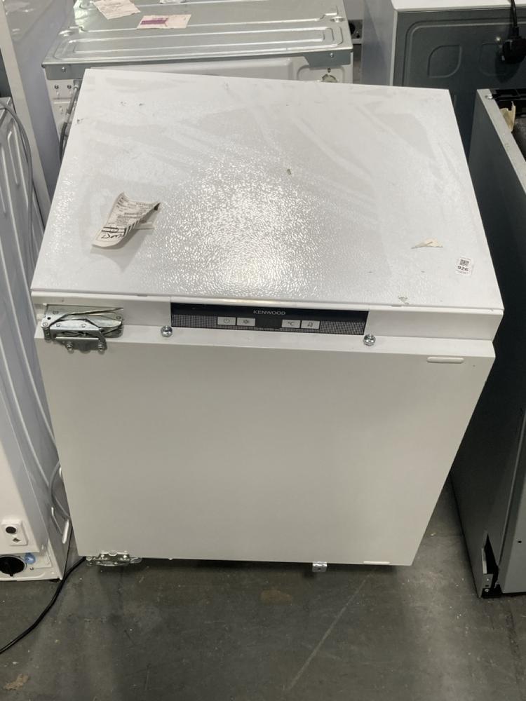 Lot 926  
            Chesterfield SR39 - Collection or Optional Delivery Available 

                
KENWOOD FULLY INTEGRATED REFRIGERATOR IN WHITE MODEL: KIR60W25 ORIGINAL RRP- £249...