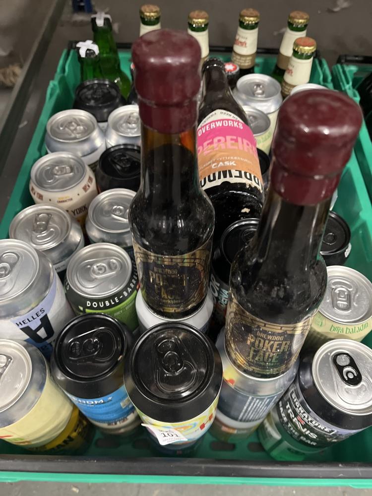 Lot 101  
            Chesterfield SR40 - Collection 

                
APPROX 70 X ASSORTED CANS AND BOTTLES TO INCLUDE BREWDOG POKER FACE 200ML ABV 27%...