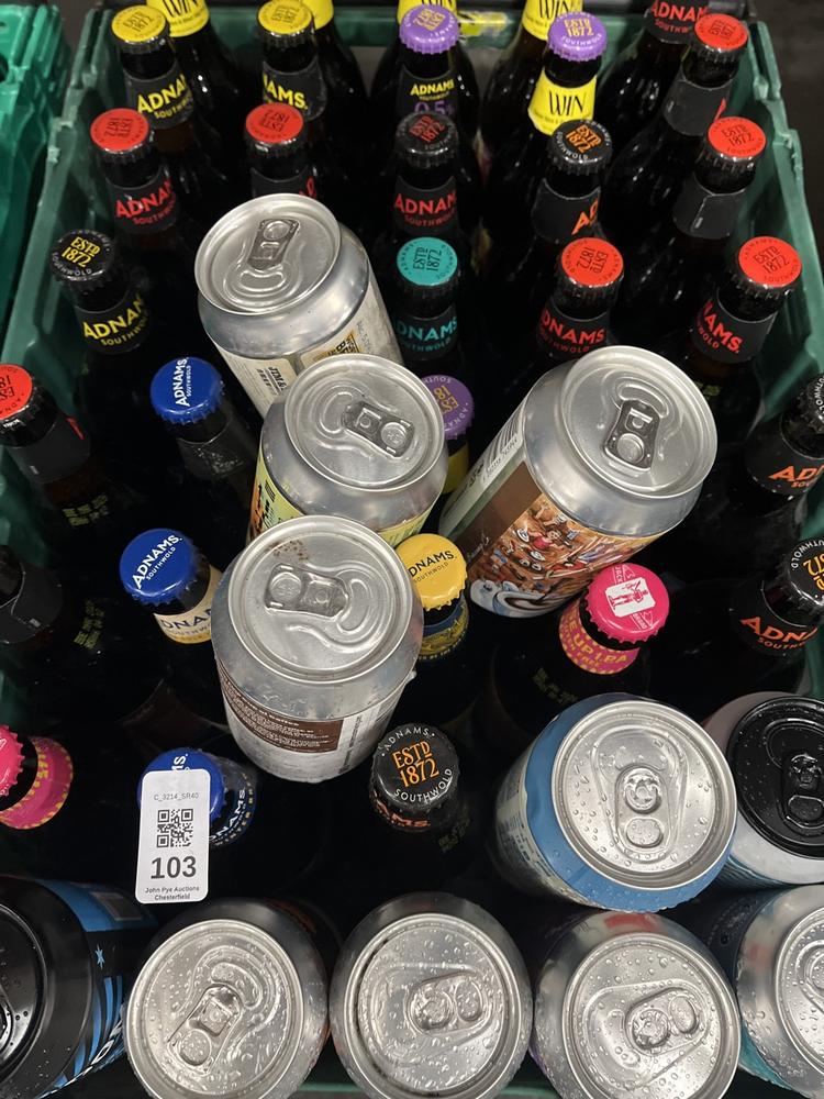 Lot 103  
            Chesterfield SR40 - Collection 

                
APPROX 45 X ASSORTED BOTTLES AND CANS TO INCLUDE ADNAMS EASE UP, DOUBLE GHOST AND...