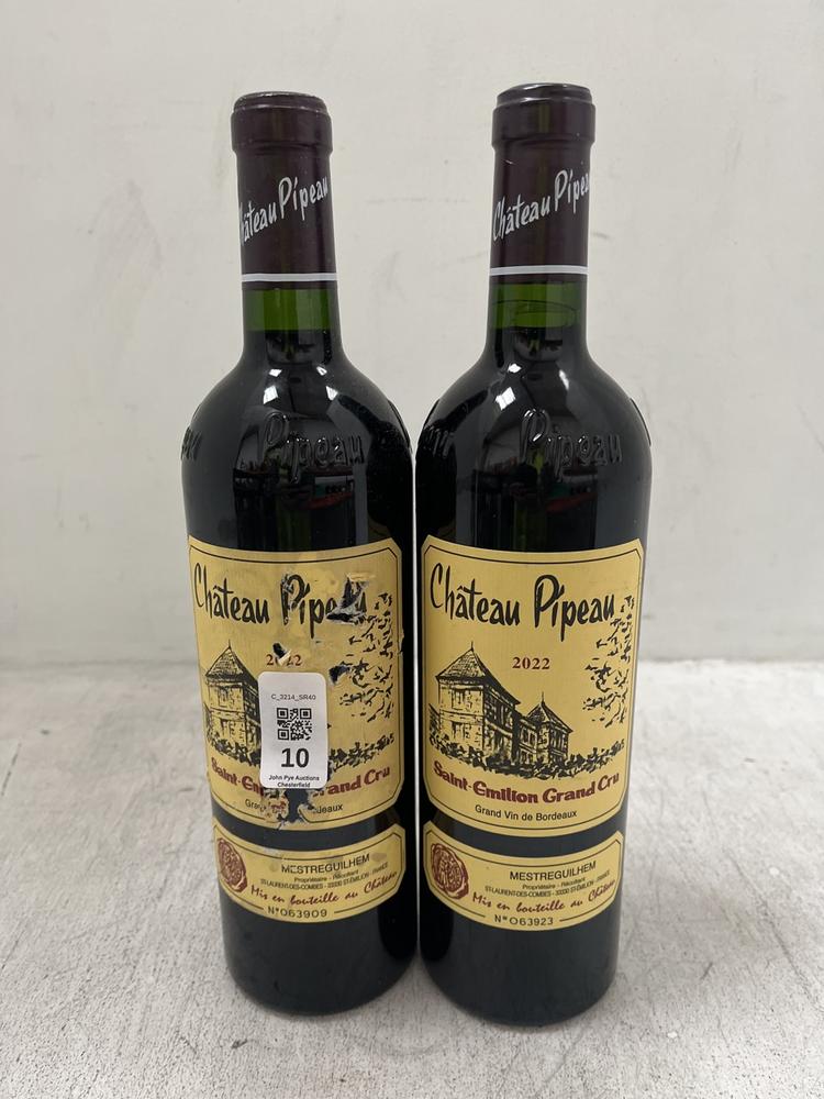 Lot 10  
            Chesterfield SR40 - Collection or Optional Delivery Available 

                
2 X BOTTLES OF CHATEAU PIPEAU 2022 SAINT-EMILION GRANDCRU 750ML ABV 14.5% (18+. I...