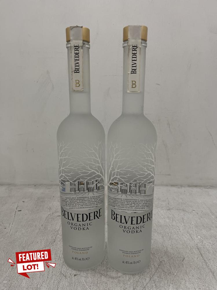 Lot 71  
            Chesterfield SR40 - Collection or Optional Delivery Available 

                
2 X BOTTLES OF BELVEDERE ORGANIC VODKA 70CL ABV 40% (LOCATION: SR40)(18+. ID WILL...